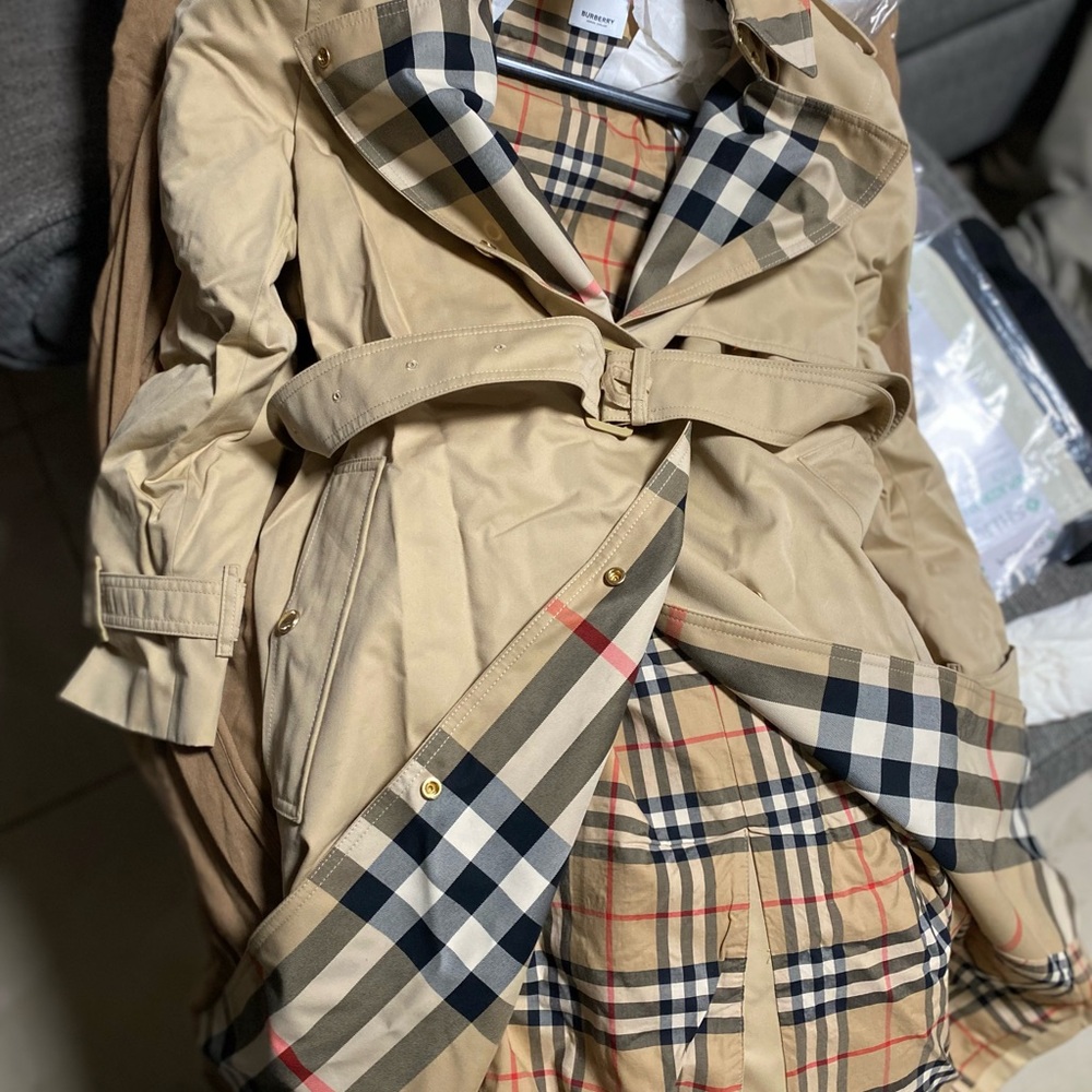 Burberry Beige Trench Coat with Check Lining